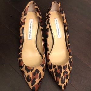 DVF Cheetah Calf Fur Heels